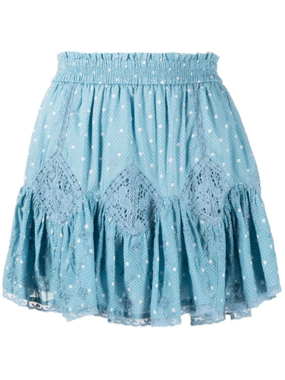 Loveshackfancy Adia Embroidered Cotton Miniskirt In Blue