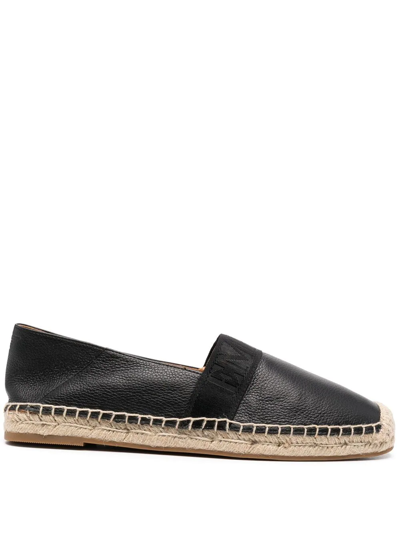 Emporio Armani Logo-band Leather Espadrilles In Black