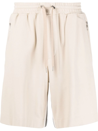 Neil Barrett Side-stripe Track Shorts In Beige