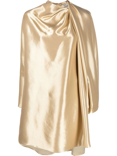 Fendi Metallic-effect Draped Dress In Gold