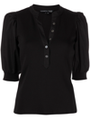 Veronica Beard Coralee Puff-sleeve Stretch Cotton Top In Schwarz