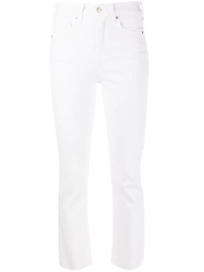 Veronica Beard Carly Kick Flare Jeans With Raw Hem In White