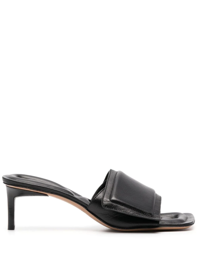 Jacquemus Les Mules Piscine Kitten-heel Lambskin Sandals In Black