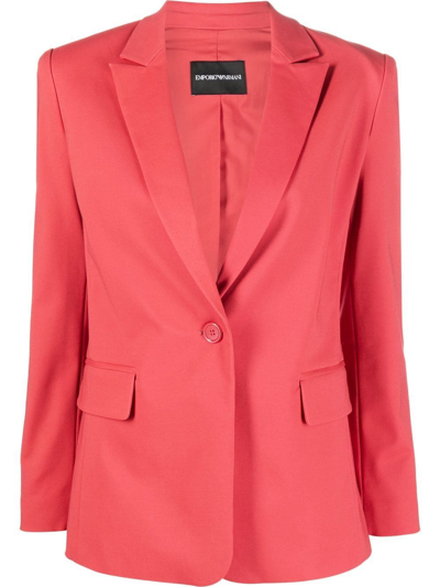 Emporio Armani Single-breasted Tailored Blazer Jacket In Red