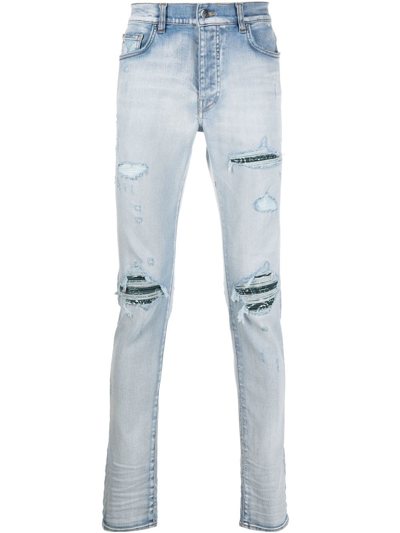 Amiri Distressed Slim-cut Jeans In Blue