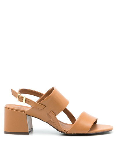 Sarah Chofakian Laura 65mm Leather Sandals In Brown
