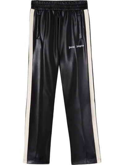 Palm Angels Black Faux Leather Track Pants