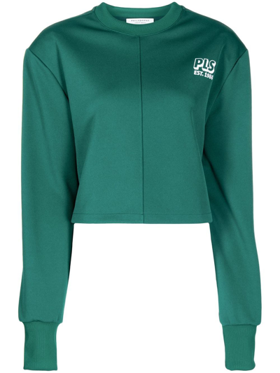 Philosophy Di Lorenzo Serafini Cropped Sweatshirt In Triacetate In Verde