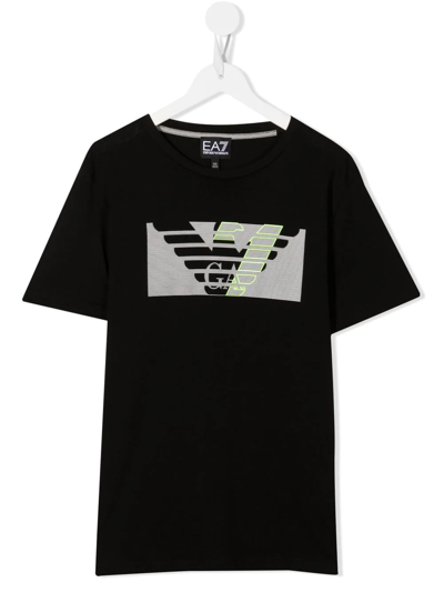 Ea7 Teen Logo-print T-shirt In Black