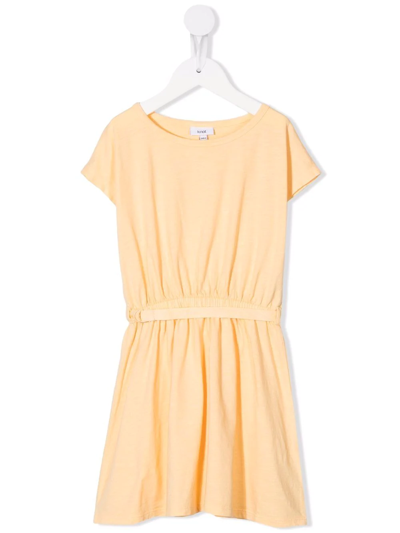 Knot Kids' Striped Belted T-shirt Dress In Yellow