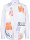 Junya Watanabe Striped Patchwork Long-sleeve Shirt In Blue