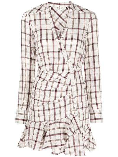 Veronica Beard Sherry Plaid Cotton-blend Mini Dress In White