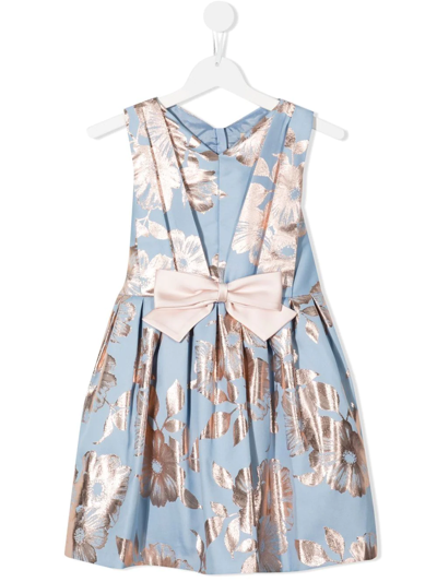 Hucklebones London Kids' Sleeveless Floral-jacquard Dress In Blue