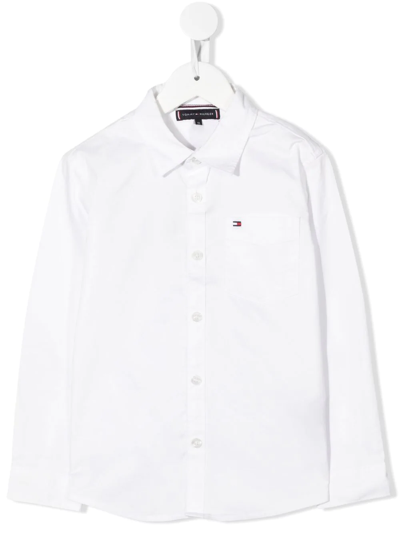 Tommy Hilfiger Junior Kids' Embroidered Logo Shirt In White
