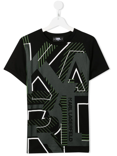 Karl Lagerfeld Teen Logo-print Short-sleeved T-shirt In Black