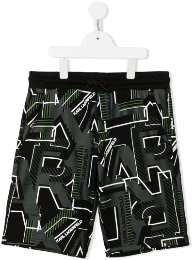 Karl Lagerfeld Kids' Logo-print Shorts In Black