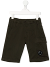 C.p. Company Logo-patch Cargo Shorts In Green