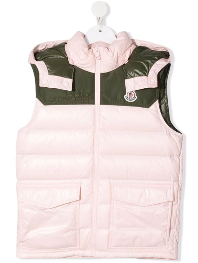Moncler Kids' Logo-patch Padded Gilet In Pink