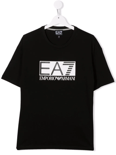 Emporio Armani Kids' Logo-print Cotton T-shirt In Black