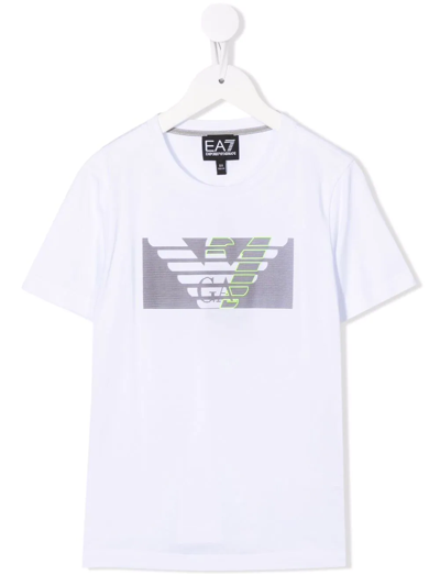 Emporio Armani Kids' Logo-print Shirt-sleeve T-shirt In White
