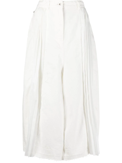 Sacai Front-slit Midi Pleated Skirt In White
