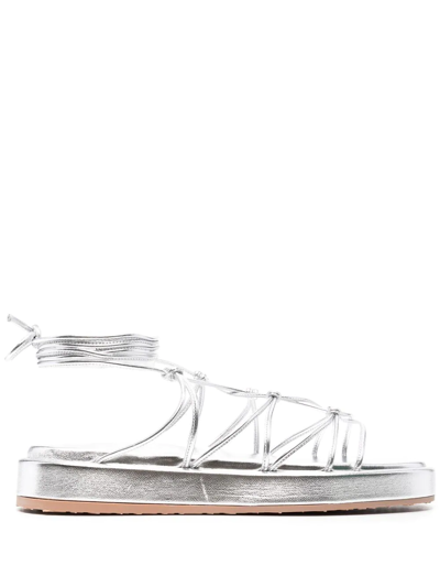 Gianvito Rossi Metallic-effect Open-toe Sandals In Grey