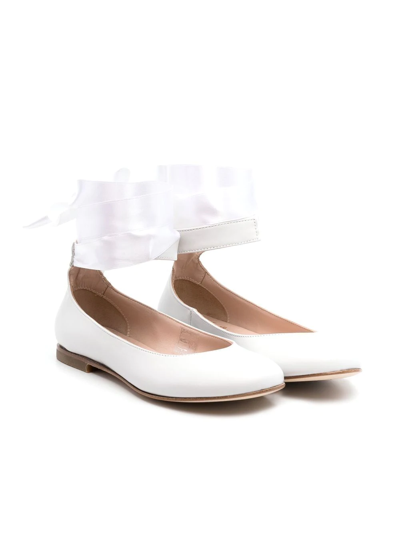Gallucci Kids' Tie-detail Leather Ballerinas In White
