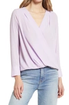Halogen Cross Front Blouse In Purple Bloom
