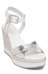Nerogiardini Metallic Platform Wedge Sandal In Silver Multi
