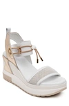 Nerogiardini 80mm Leather Wedge Sandals In White/ Gold