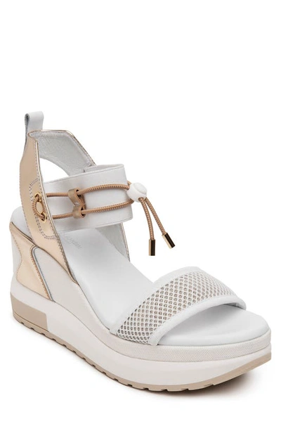 Nerogiardini Bungee Platform Wedge Sandal In White/gold