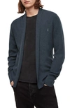 Allsaints Mode Slim-fit Merino Wool Open Cardigan In Hazed Blue