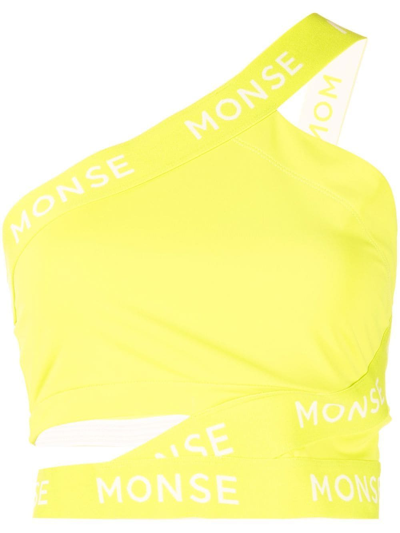 Monse Logo-print Zigzag Cropped Top In Grün