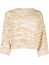 BRUNELLO CUCINELLI SEQUIN-EMBELLISHED KNITTED CROPPED JUMPER