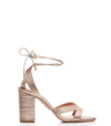 Aquazzura Ari 85 Python-effect Gold Leather Sandals In Soft Gold