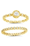 Sterling Forever Cz Stacking Rings In Gold