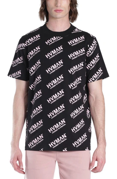 Hvman Cotton Logo Print T-shirt In Black
