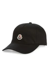 Moncler Black Cotton Baseball Cap In Black