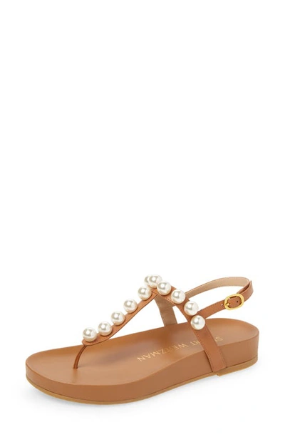 Stuart Weitzman Women's Goldie Pearl Demi Wedge Thong