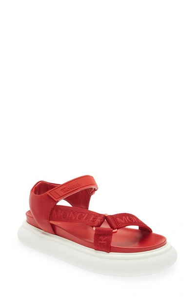 Moncler Multi-strap Flatform Sandal In Red