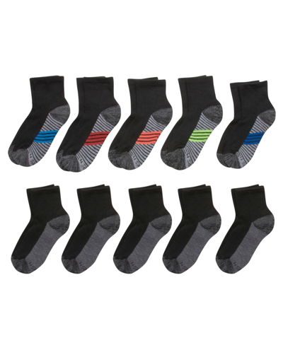 Hanes Big Boys Ultimate Ankle Socks, Pack Of 10 In Black