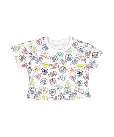 Mixed Up Clothing Toddler Girls Viaje Graphic Cropped T-shirt In White