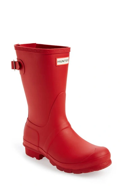 Hunter Original Short Back Adjustable Rain Boot In Military Red