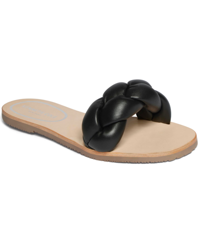 Kenneth Cole New York Nellie Braid Womens Slip On Flat Slide Sandals In Black
