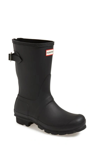 Hunter Original Short Back Adjustable Rain Boot In Black