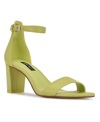 Nine West Women's Pruce Ankle Strap Block Heel Sandals Women's Shoes In Lime Leather