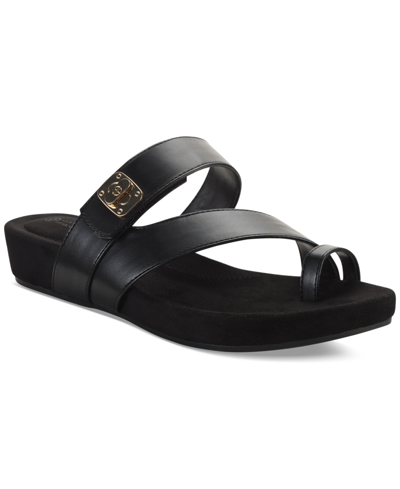 Giani Bernini Women's Rilleyy Memory Foam Footbed Flat Sandals, Created For Macy's In Black
