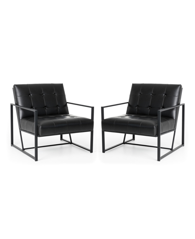 Glitzhome Modern Leatherette Accent Armchair With Frame, Set Of 2, 29.25" In Black