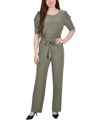 NY COLLECTION WOMEN'S ELBOW SLEEVE JUMPSUIT