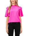 Cece Women's Ruffled Flutter-sleeve Blouse Top In Magenta Glow